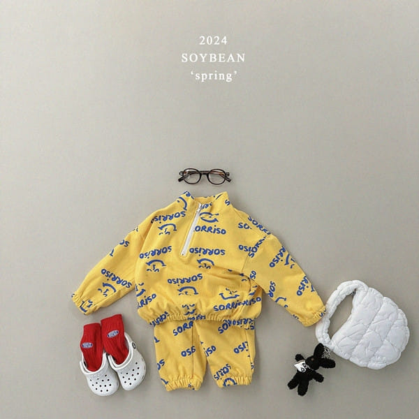 Soybean - Korean Children Fashion - #magicofchildhood - Loose Fit Miso Zip Up Top Bottom Set - 2
