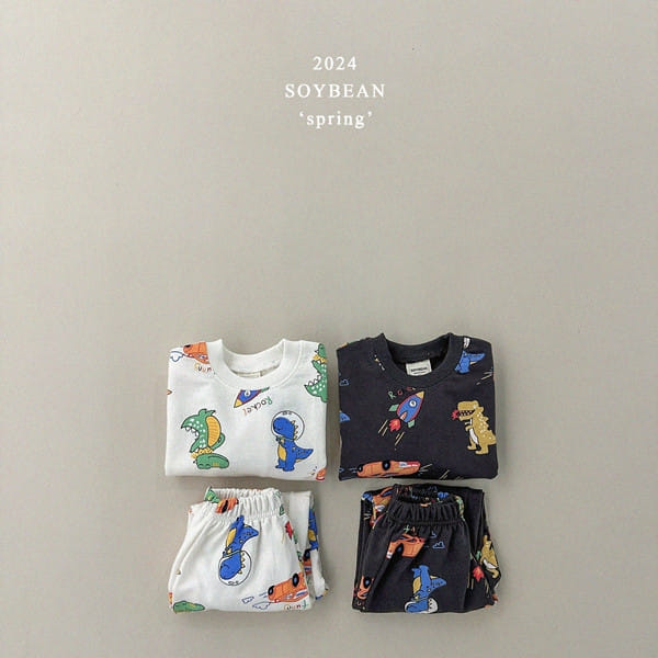 Soybean - Korean Children Fashion - #minifashionista - Dinosaur Roar Top Bottom Set - 6