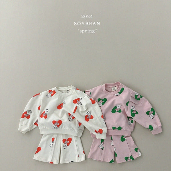 Soybean - Korean Children Fashion - #prettylittlegirls - Heart Bunny Top Bottom Set - 10