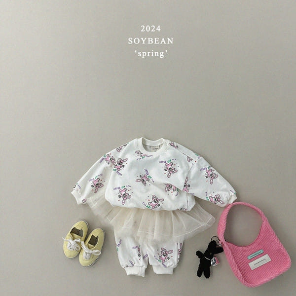 Soybean - Korean Children Fashion - #prettylittlegirls - Bunny Friends Top Bottom Set - 2
