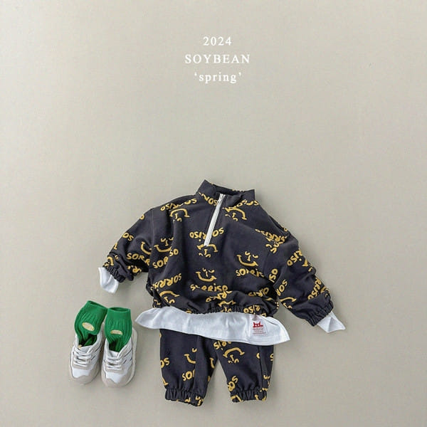 Soybean - Korean Children Fashion - #minifashionista - Loose Fit Miso Zip Up Top Bottom Set - 4