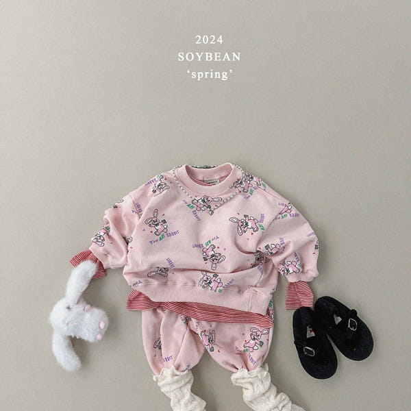 Soybean - Korean Children Fashion - #stylishchildhood - Bunny Friends Top Bottom Set - 5