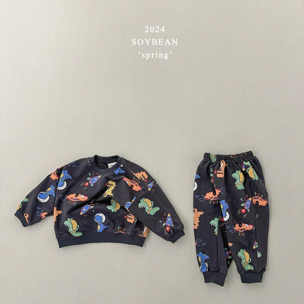 Soybean - Korean Children Fashion - #stylishchildhood - Dinosaur Roar Top Bottom Set - 10