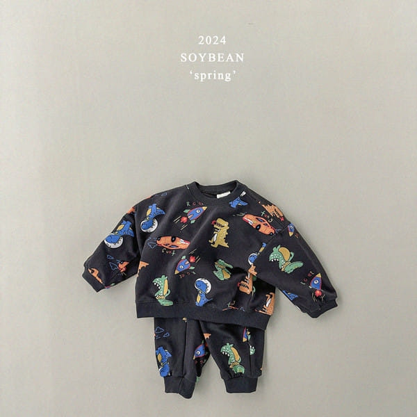 Soybean - Korean Children Fashion - #todddlerfashion - Dinosaur Roar Top Bottom Set - 8