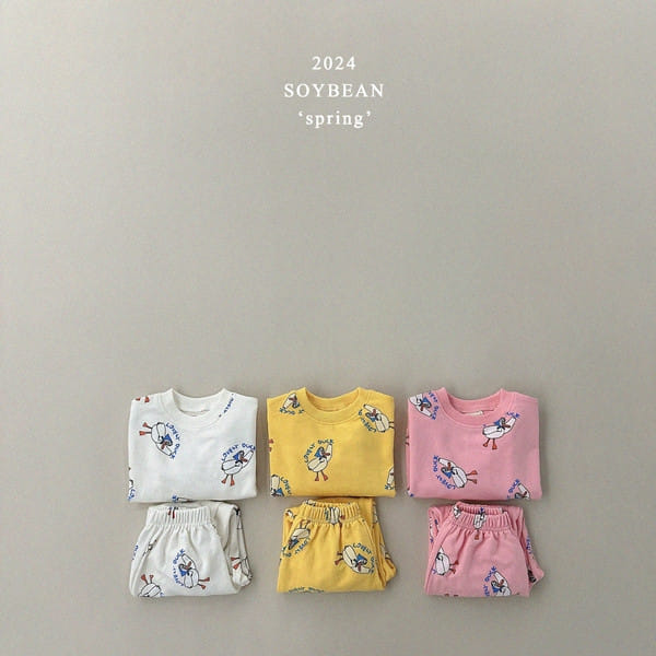Soybean - Korean Children Fashion - #toddlerclothing - Duck Quack Quack Top Bottom Set - 6