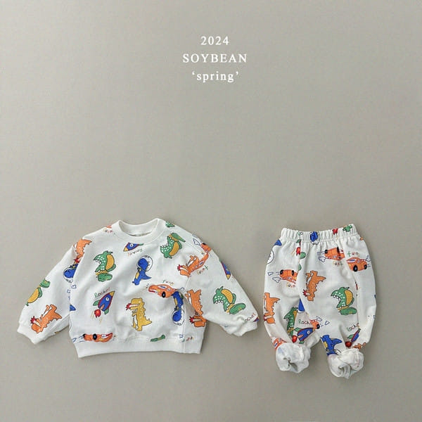 Soybean - Korean Children Fashion - #toddlerclothing - Dinosaur Roar Top Bottom Set - 9