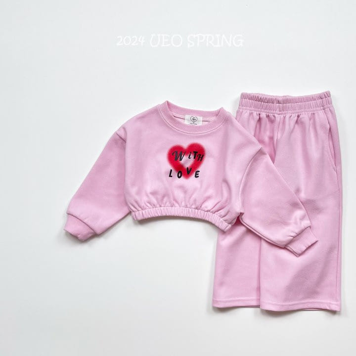 U Eo - Korean Children Fashion - #Kfashion4kids - Love Heart Top Bottom Set - 7