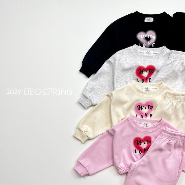 U Eo - Korean Children Fashion - #designkidswear - Love Heart Top Bottom Set