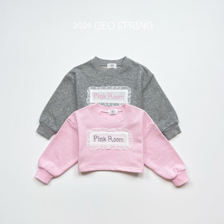 U Eo - Korean Children Fashion - #minifashionista - Pink Room Crop Sweatshirt - 2