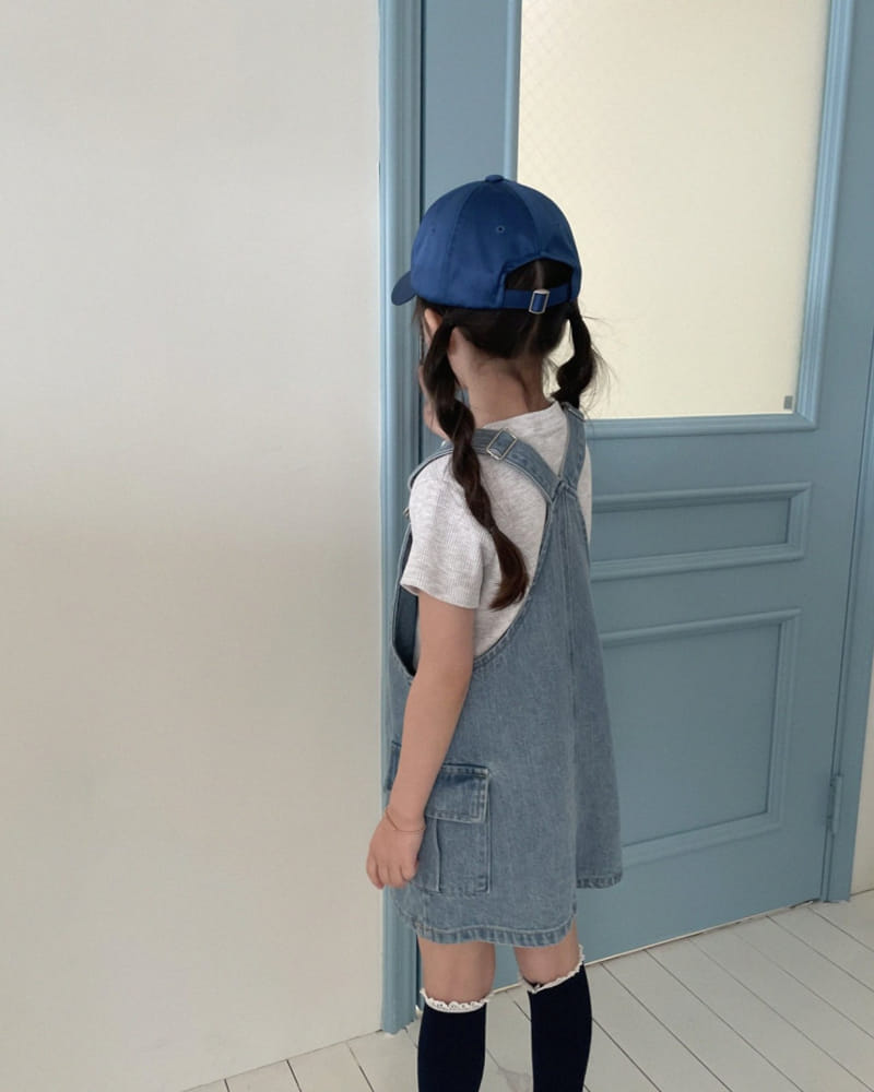 Urban Rabbit - Korean Children Fashion - #kidsstore - Cargo Denim Overalls Skirt - 8