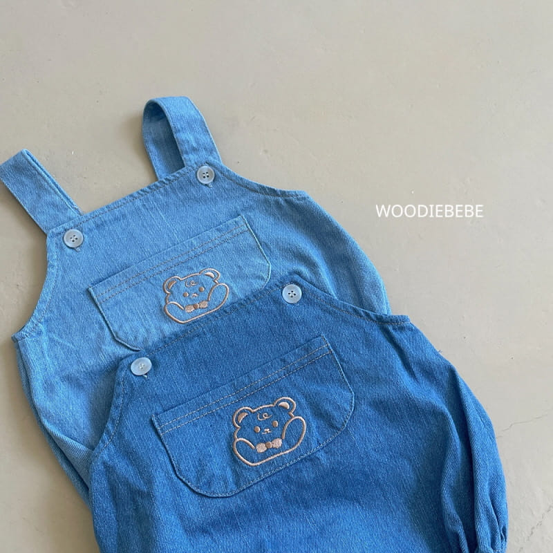 Woodie - Korean Baby Fashion - #babyfashion - Denim Bear Body Suit - 2