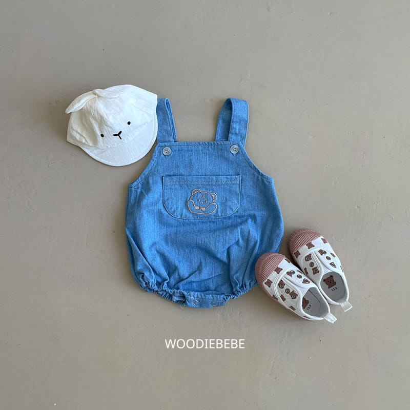 Woodie - Korean Baby Fashion - #babyfever - Denim Bear Body Suit - 4