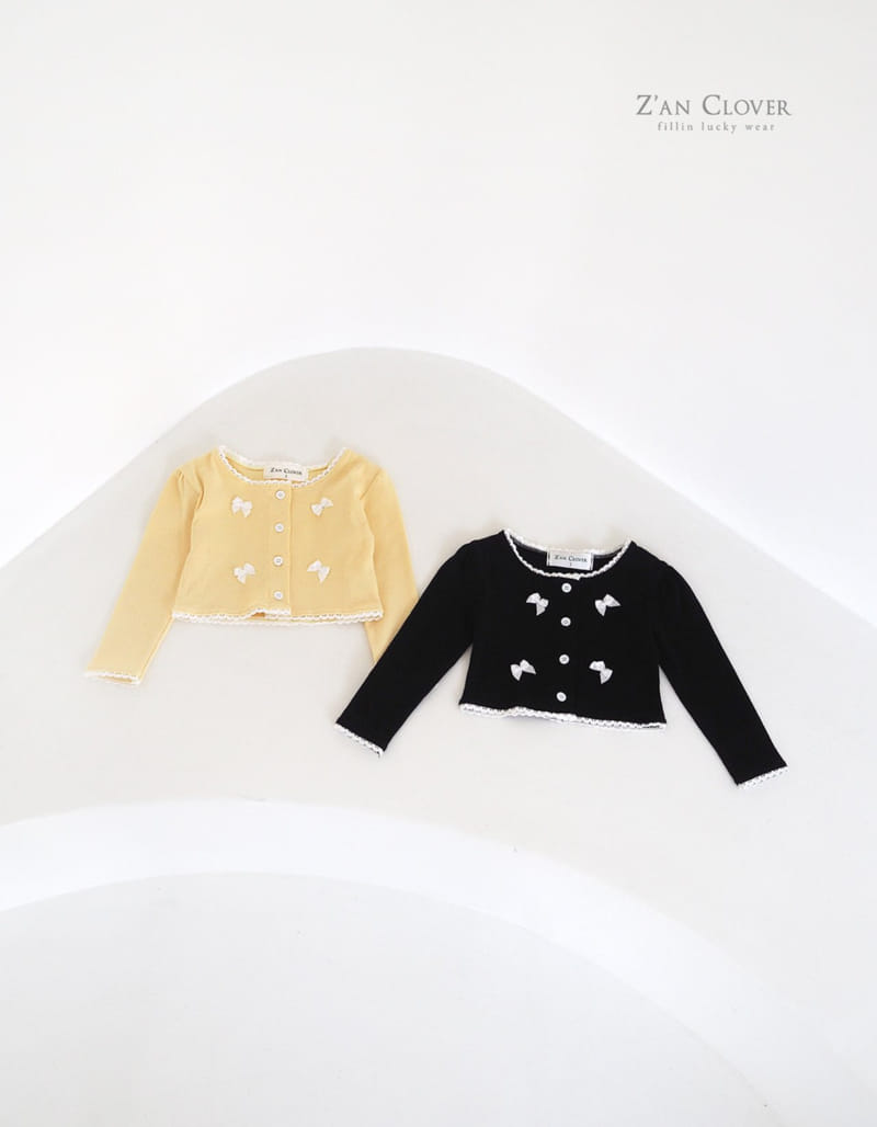 Zan Clover - Korean Children Fashion - #kidsshorts - Ribbon Cardigan - 2