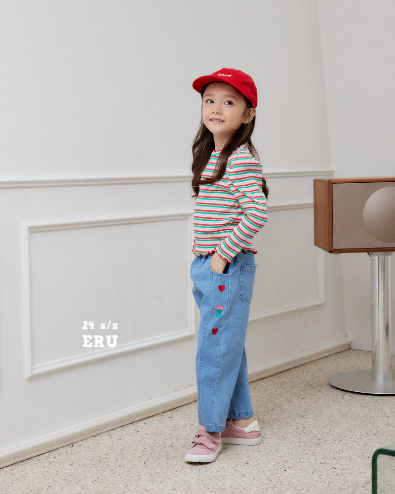 e.ru - Korean Children Fashion - #Kfashion4kids - Denim Span Heart Pants - 2