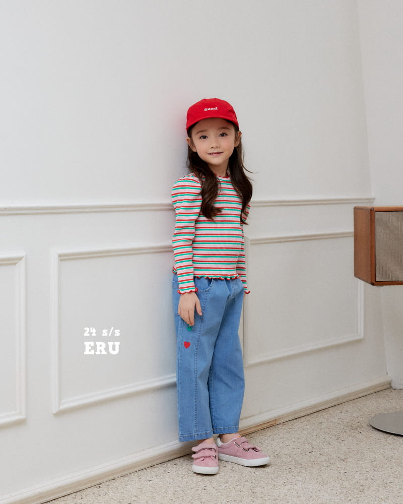 e.ru - Korean Children Fashion - #littlefashionista - Denim Span Heart Pants - 4