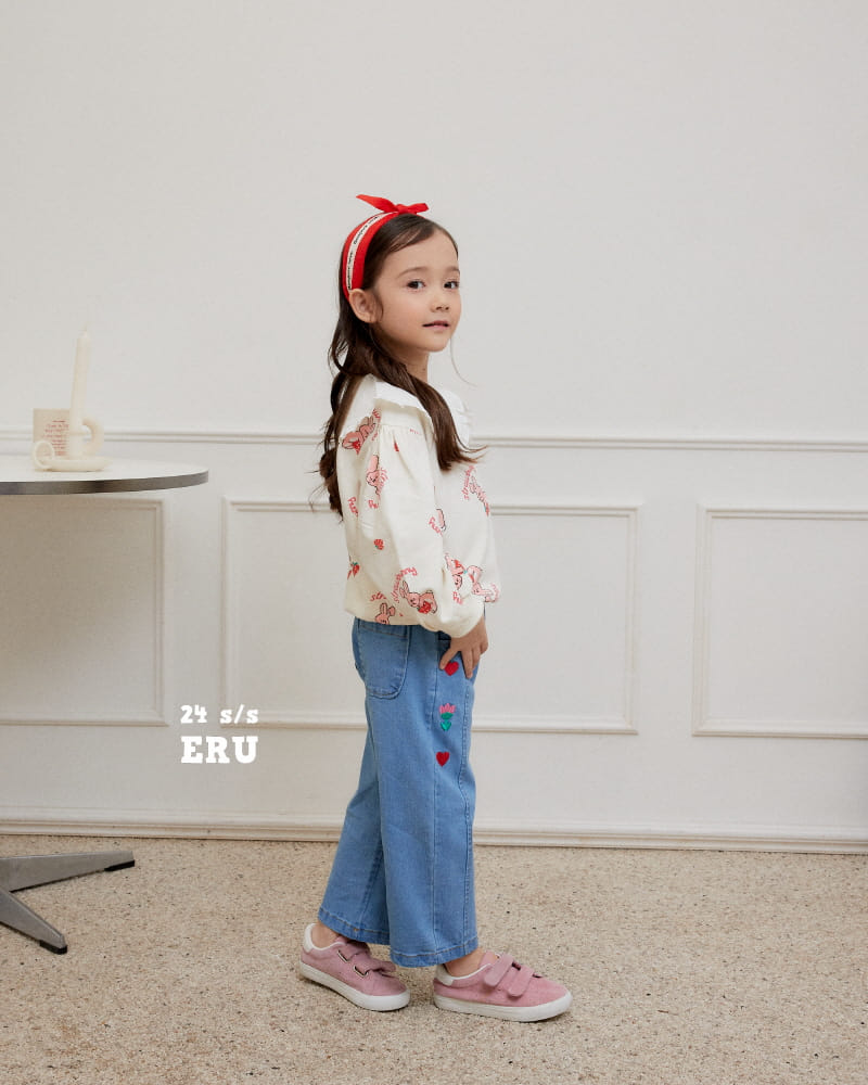 e.ru - Korean Children Fashion - #todddlerfashion - Denim Span Heart Pants - 7