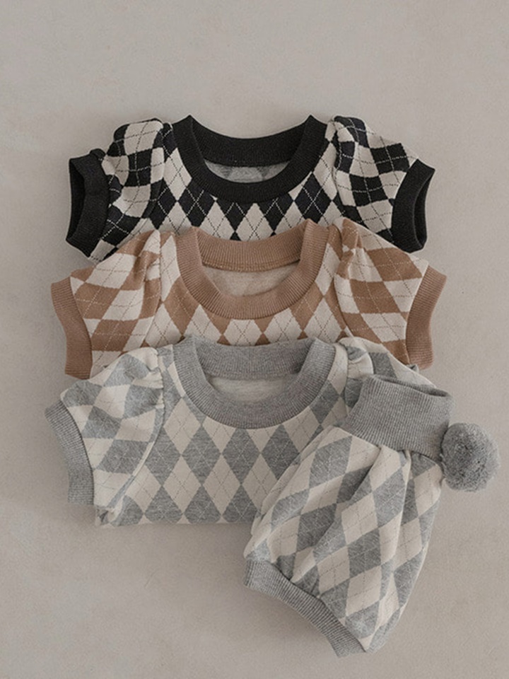 Argyle Baby Top Bottom Set