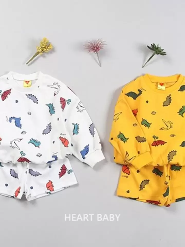 Dino Shorts Top Bottom Set