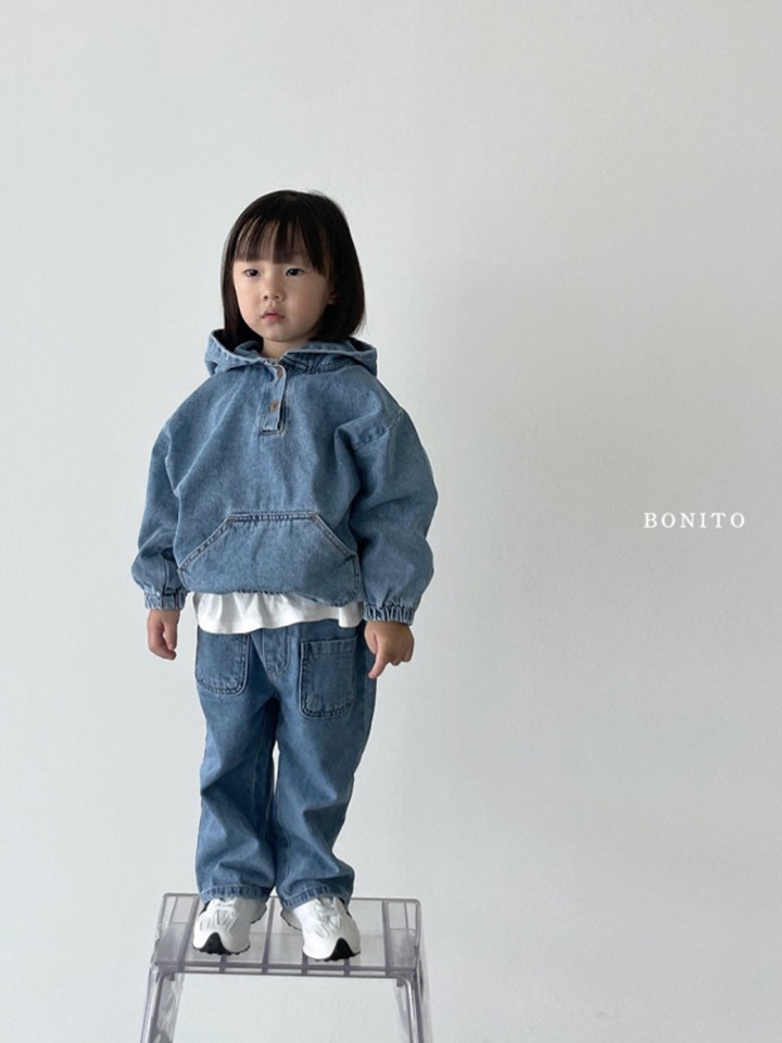 Denim Kangaroo Hoody Tee