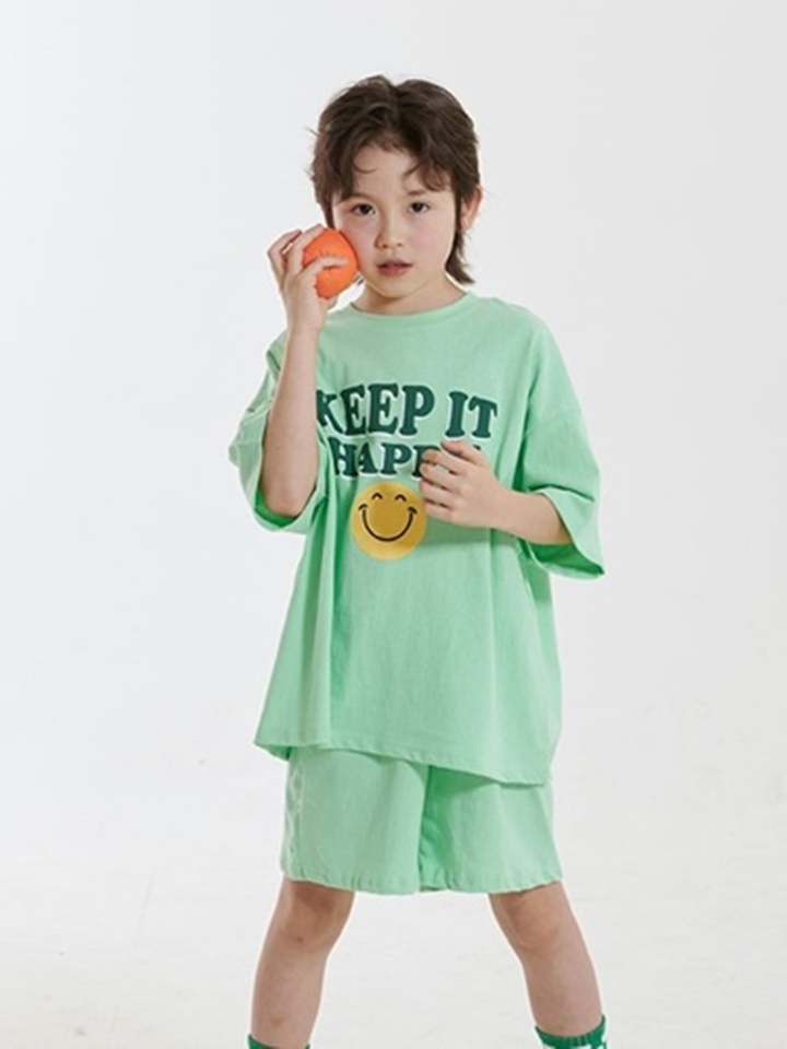 Happy Smile Short Sleeve Top Bottom Set