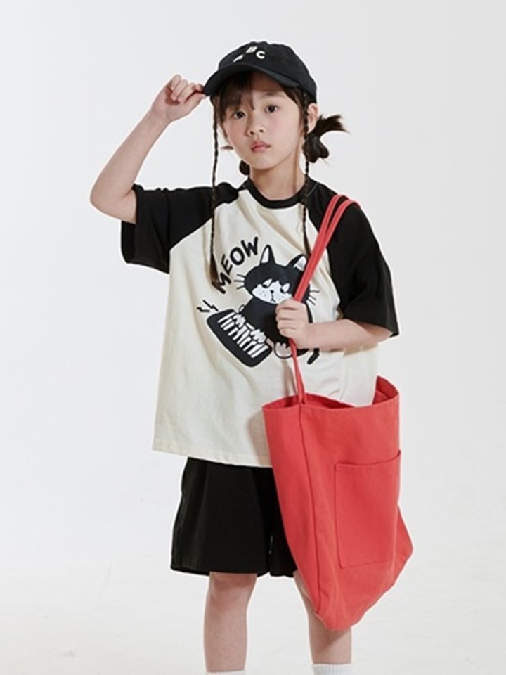 Mew Raglan Short Sleeve Top Bottom Set