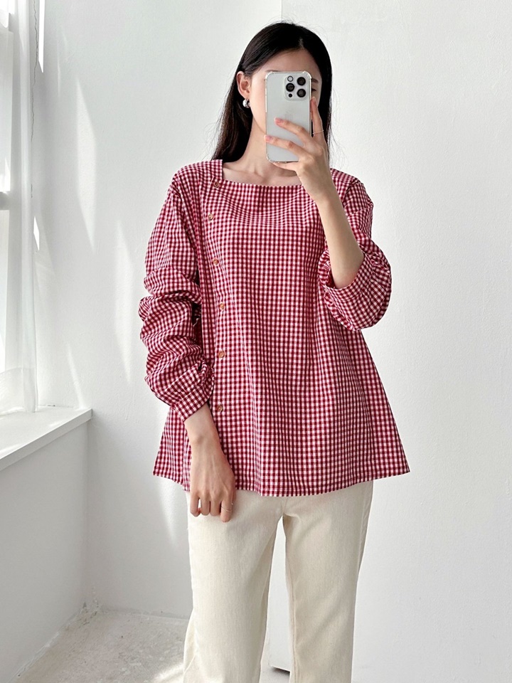 Check Square Blouse