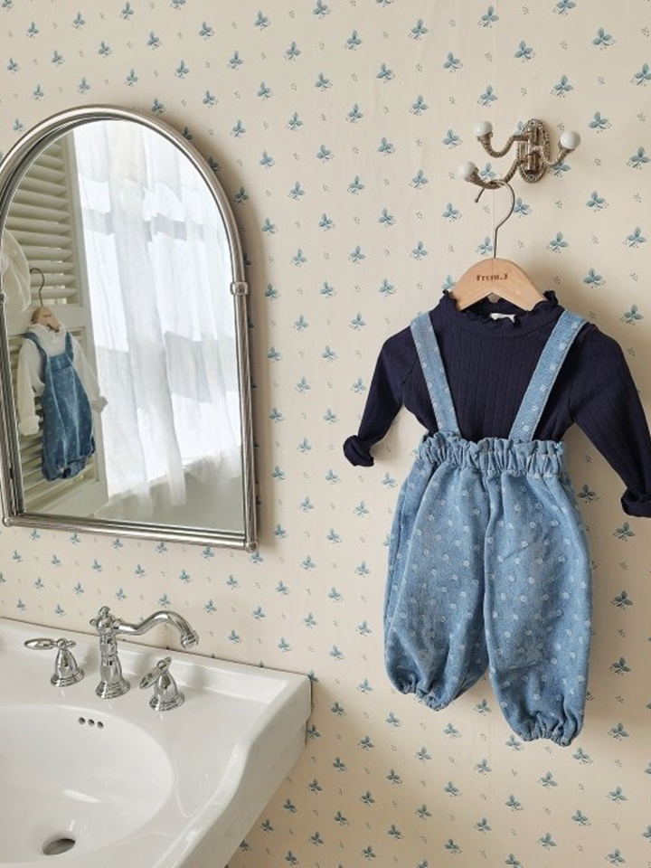 Dot Denim Dungarees Pants