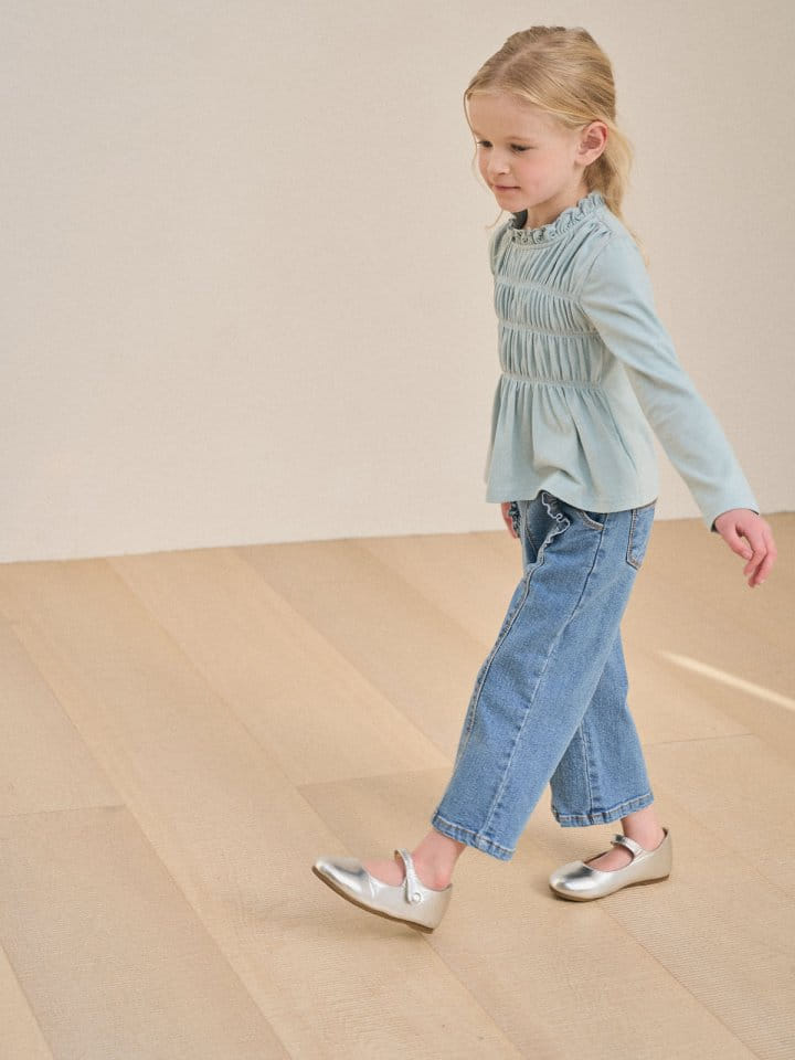 A-Market - Korean Children Fashion - #childrensboutique - Lady Frill Denim Pants - 9