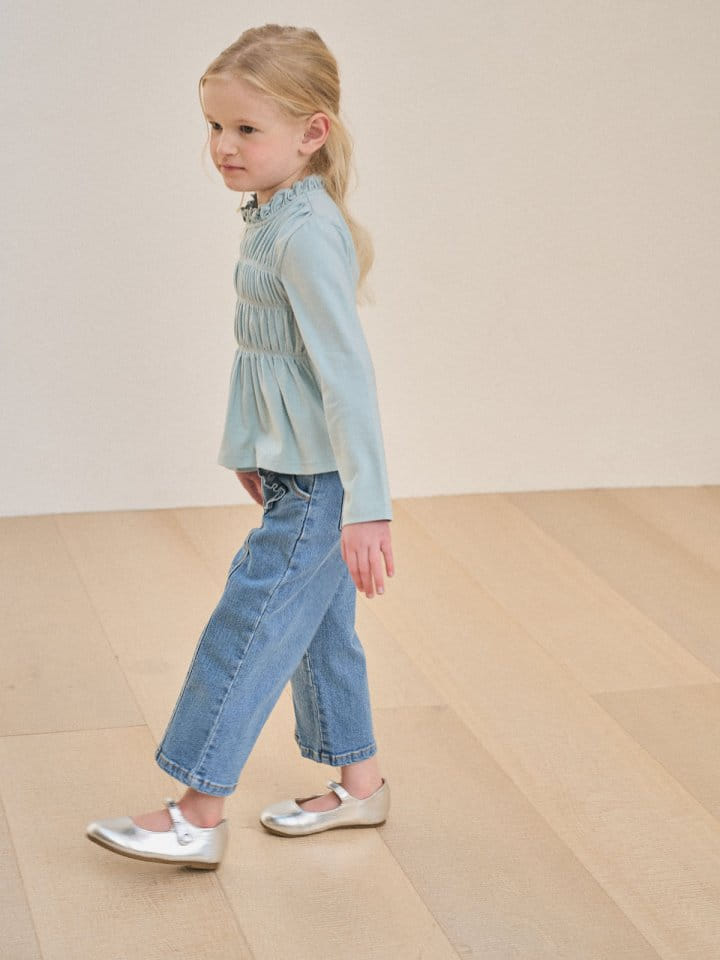 A-Market - Korean Children Fashion - #designkidswear - Lady Frill Denim Pants - 10