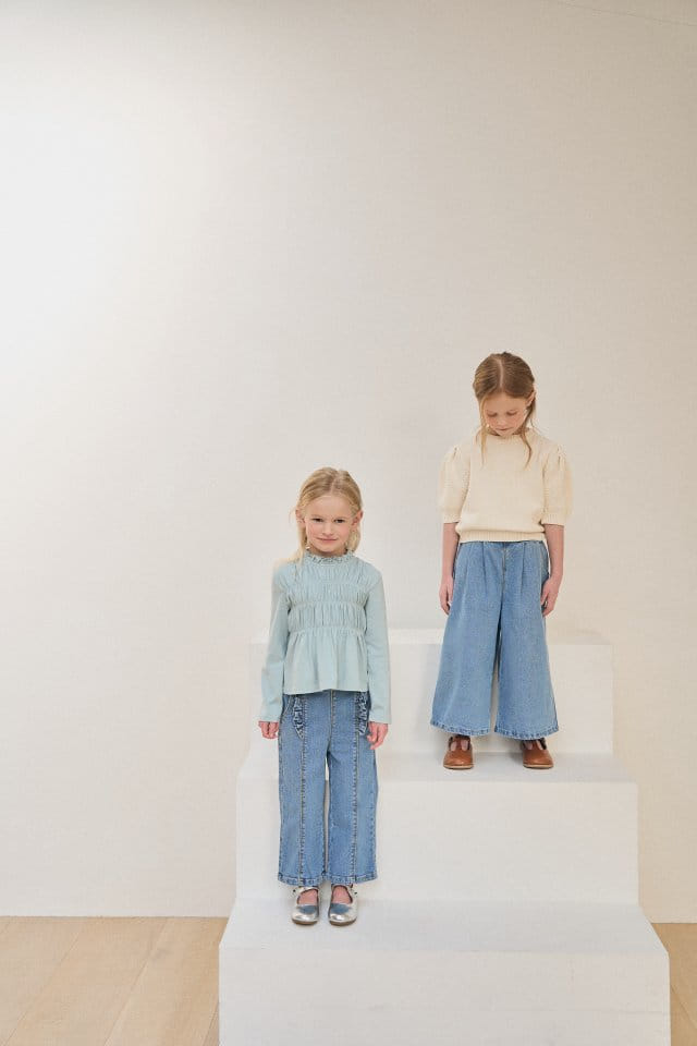 A-Market - Korean Children Fashion - #minifashionista - Lady Frill Denim Pants - 3