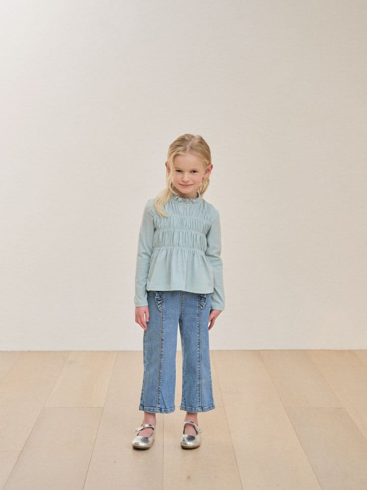 A-Market - Korean Children Fashion - #minifashionista - Lady Frill Denim Pants - 4