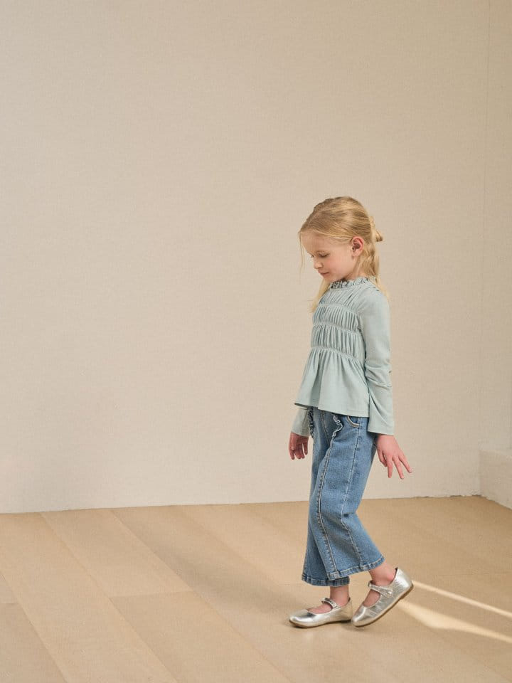 A-Market - Korean Children Fashion - #toddlerclothing - Lady Frill Denim Pants - 6