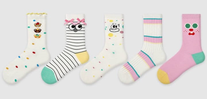A.JAYE - Korean Children Fashion - #kidsshorts - 8617 Face Socks