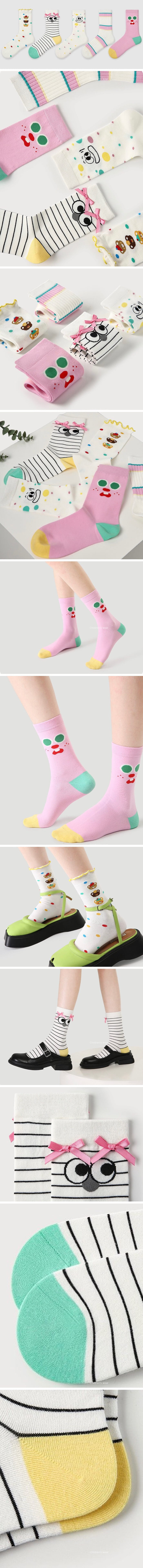 A.JAYE - Korean Children Fashion - #kidsstore - 8617 Face Socks - 2
