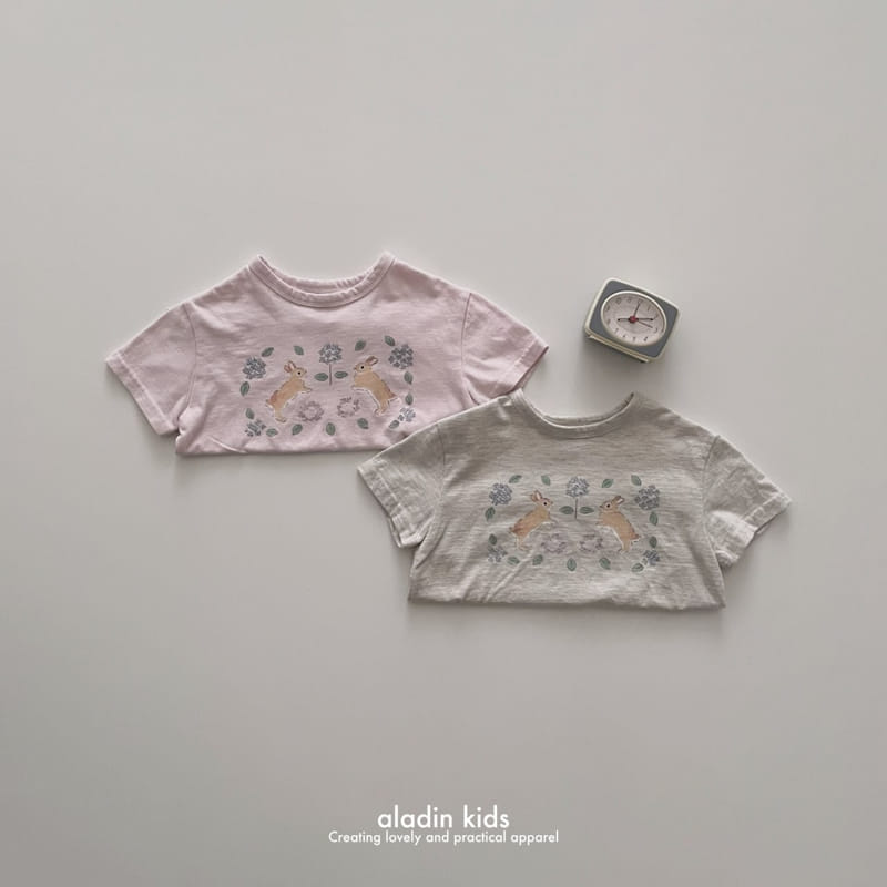 Aladin - Korean Children Fashion - #childrensboutique - Cute Short Sleeve Rabbit Tee