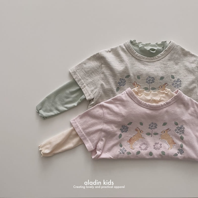 Aladin - Korean Children Fashion - #discoveringself - Cute Short Sleeve Rabbit Tee - 4