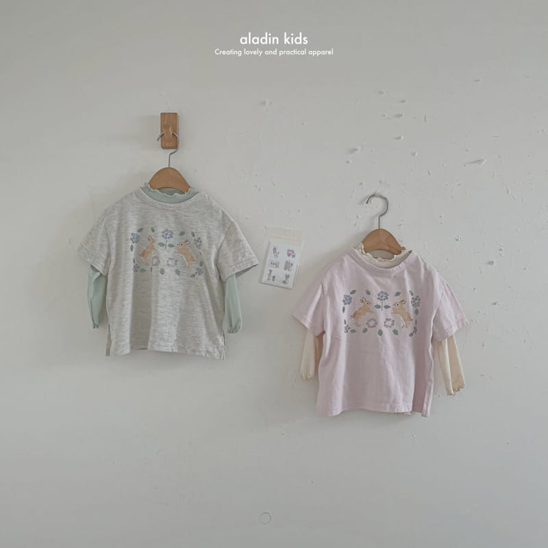 Aladin - Korean Children Fashion - #kidsshorts - Cute Short Sleeve Rabbit Tee - 5