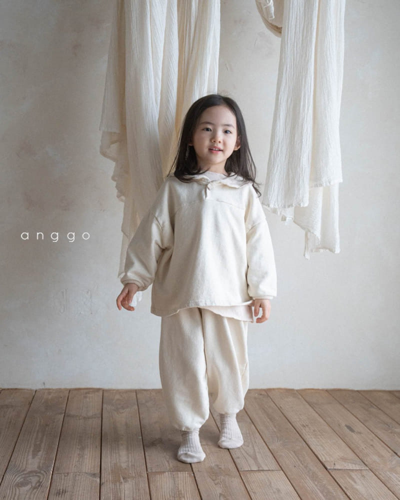 Anggo - Korean Children Fashion - #kidsshorts - Milk Tea Top Bottom Set - 2