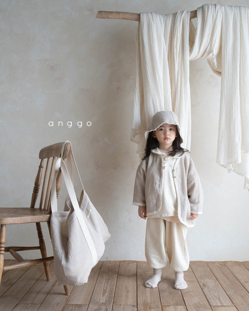 Anggo - Korean Children Fashion - #littlefashionista - Milk Tea Top Bottom Set - 6