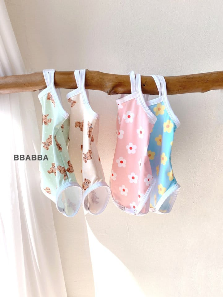Bbabba - Korean Baby Fashion - #babyootd - String Swimsuit  Bonnet Set 
