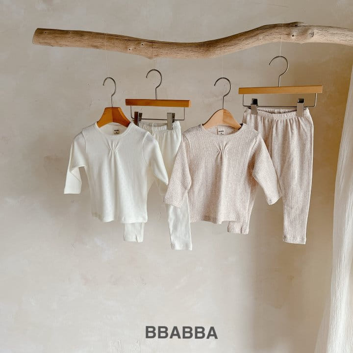 Bbabba - Korean Baby Fashion - #babyoutfit - Shirring Eyelet Top Bottom Set