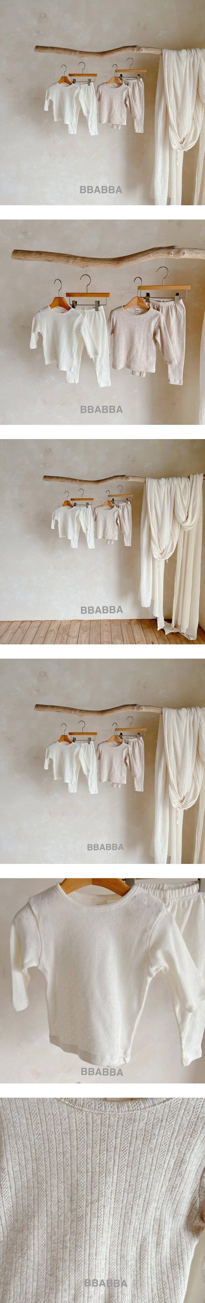 Bbabba - Korean Baby Fashion - #onlinebabyboutique - Eyelet Top Bottom Set - 2