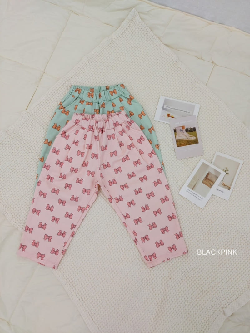 Black Pink - Korean Children Fashion - #childofig - Heart Ribbon Pants - 2