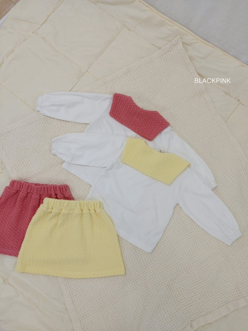 Black Pink - Korean Children Fashion - #magicofchildhood - Pon Pon Skirt Top Bottom Set - 3