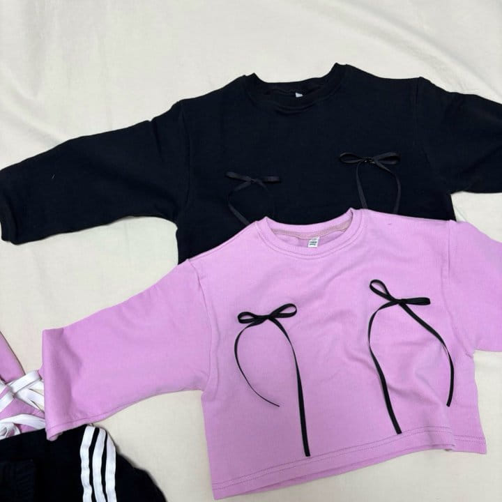 Boboj - Korean Children Fashion - #Kfashion4kids - Ribbon Tight Tee With Adult - 2