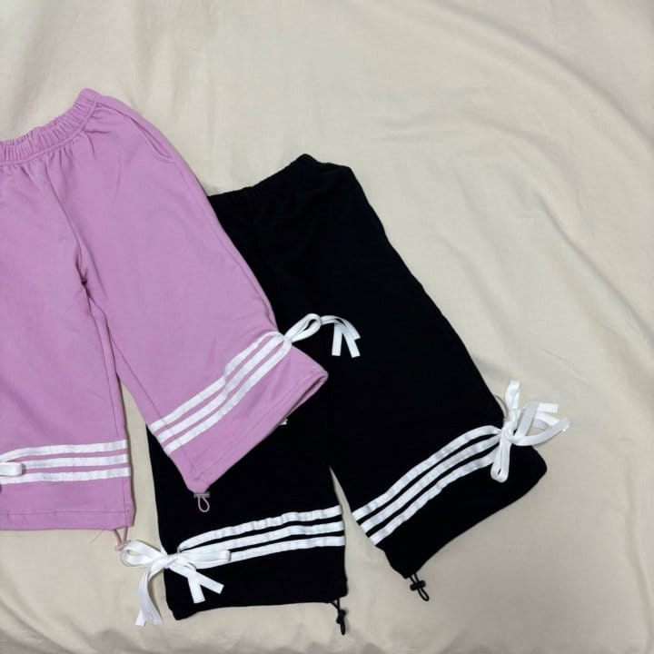 Boboj - Korean Children Fashion - #kidzfashiontrend - Width Line Pants With Adult - 2