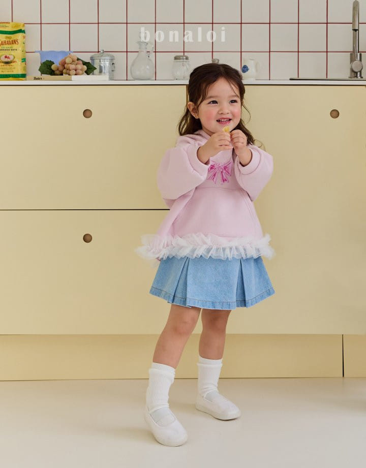 Bonaloi - Korean Children Fashion - #Kfashion4kids - Denim Ribbon Skirt - 8