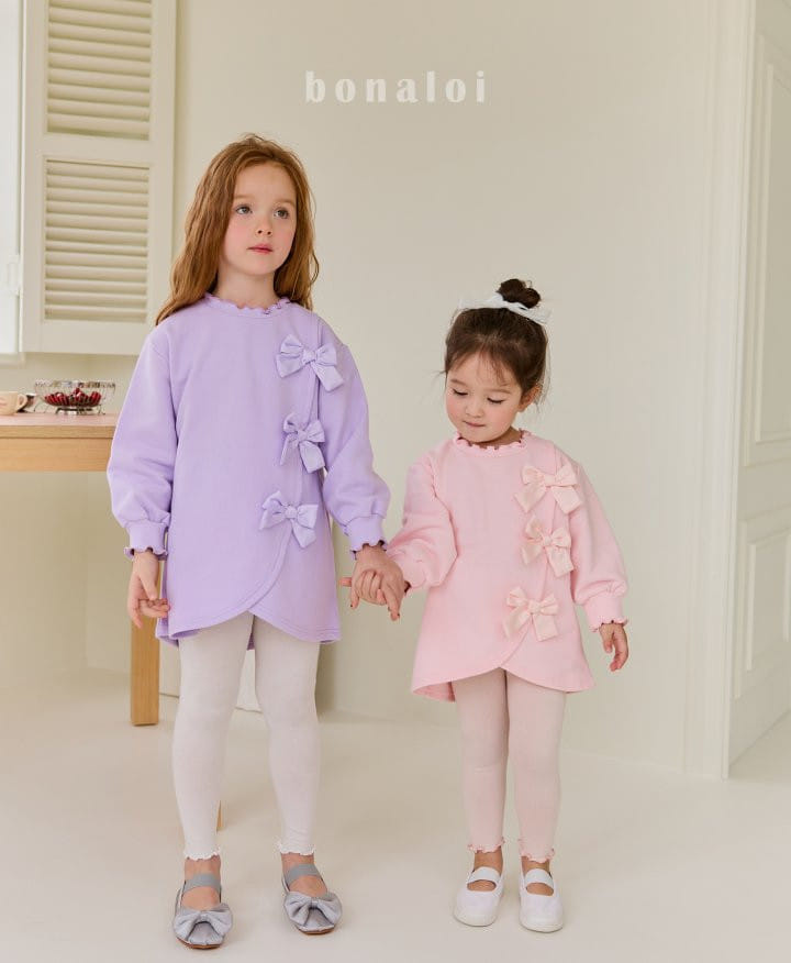 Bonaloi - Korean Children Fashion - #Kfashion4kids - Ribbon Unbalance Long Tee - 9