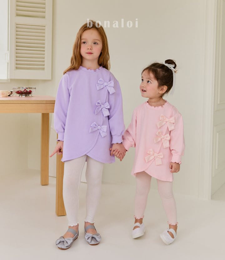 Bonaloi - Korean Children Fashion - #designkidswear - Ribbon Unbalance Long Tee - 4