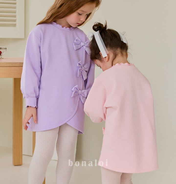 Bonaloi - Korean Children Fashion - #kidsstore - Ribbon Unbalance Long Tee - 7